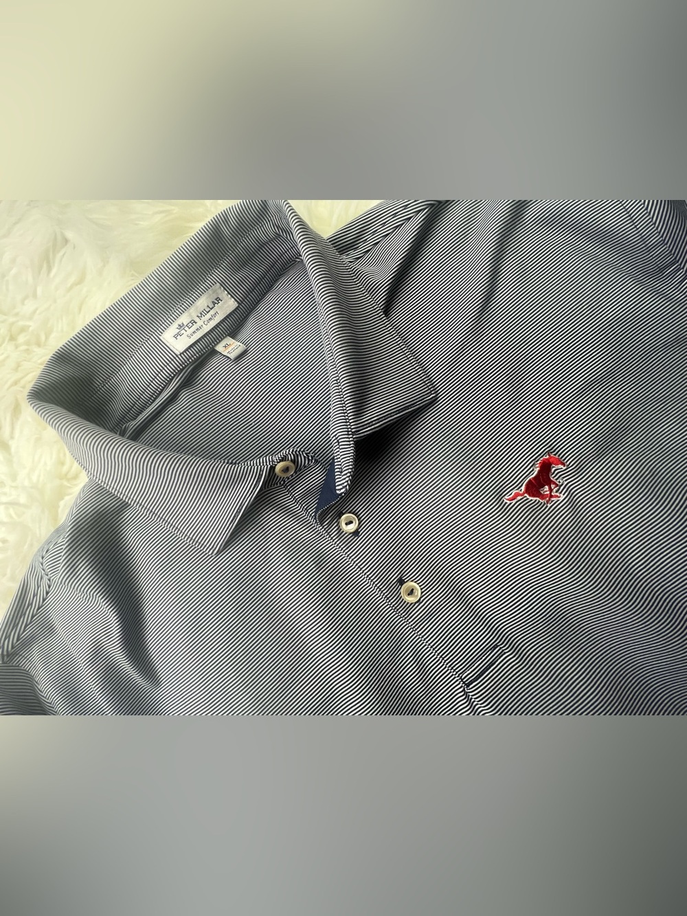 Peter Millar SMU Mustangs Jubilee Stripe Performance Polo Size XL